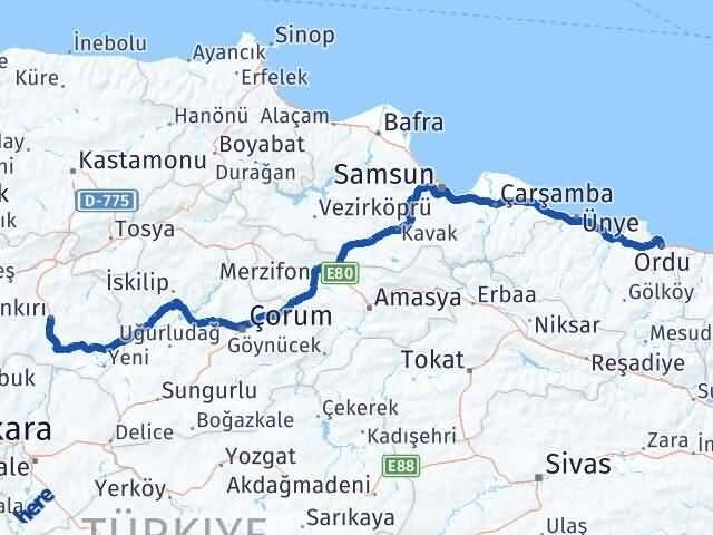 Altınordu Çankırı Arası Kaç Km - Yol Tarifi