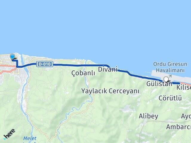 Durugöl Ordu Giresun Havalimanı Arası Kaç Km - Yol Tarifi