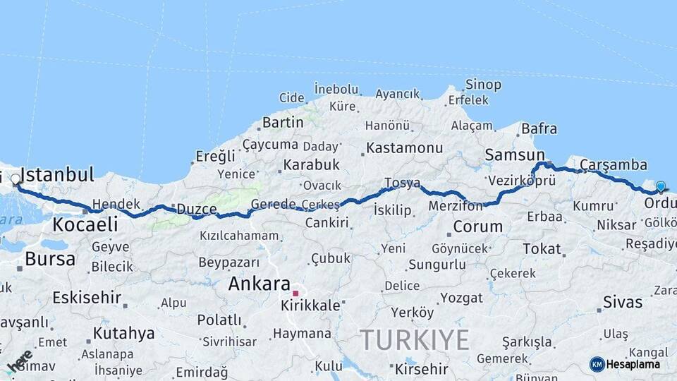 Altınordu İstanbul Arası Kaç Km - Yol Tarifi
