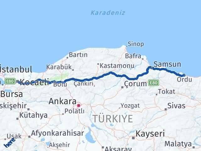 Altınordu Kocaeli Arası Kaç Km - Yol Tarifi