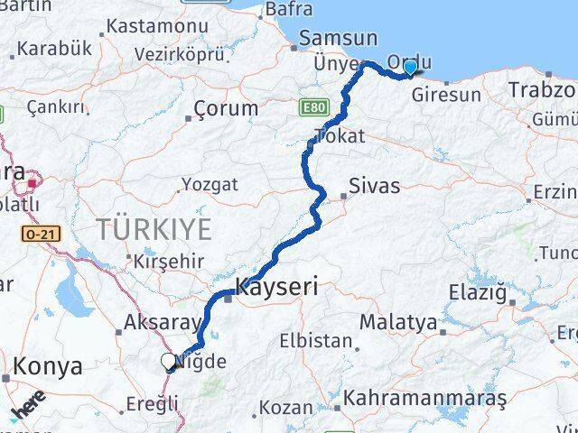 Altınordu Niğde Arası Kaç Km - Yol Tarifi