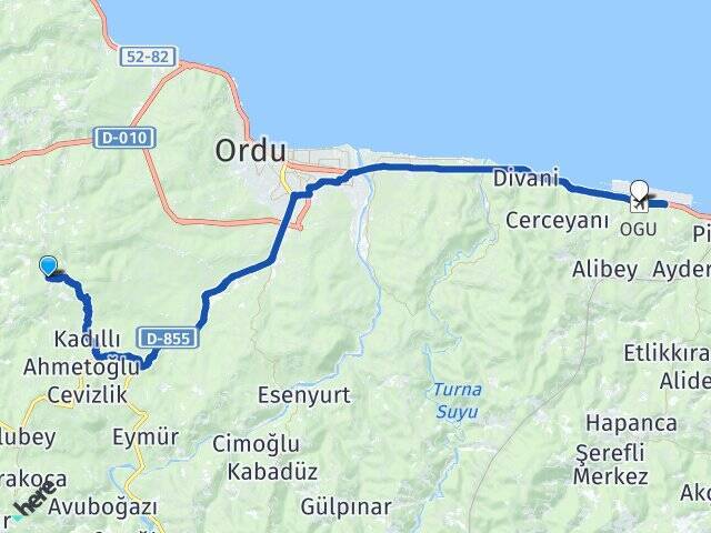 Selimiye Ordu Giresun Havalimanı Arası Kaç Km - Yol Tarifi