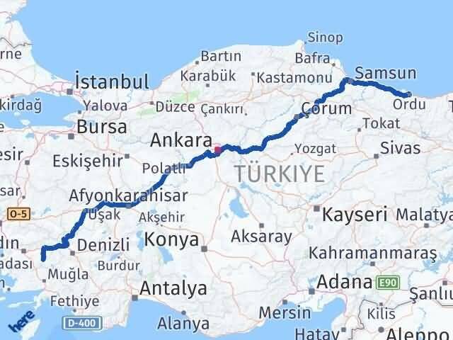 Ordu Bozdoğan Aydın Arası Kaç Km - Yol Haritası