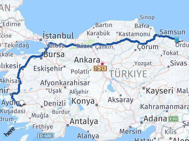 Çamaş Aydın Arası Kaç Km - Yol Tarifi