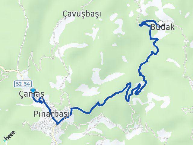 Ordu Çamaş Budak Çamaş Arası Kaç Km - Yol Haritası