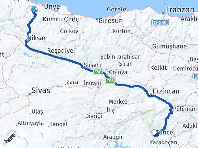 Çaybaşı Tunceli Arası Kaç Km - Yol Tarifi