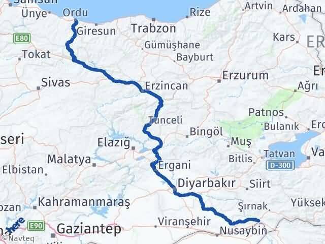 Ordu Cizre Şırnak Arası Kaç Km - Yol Haritası