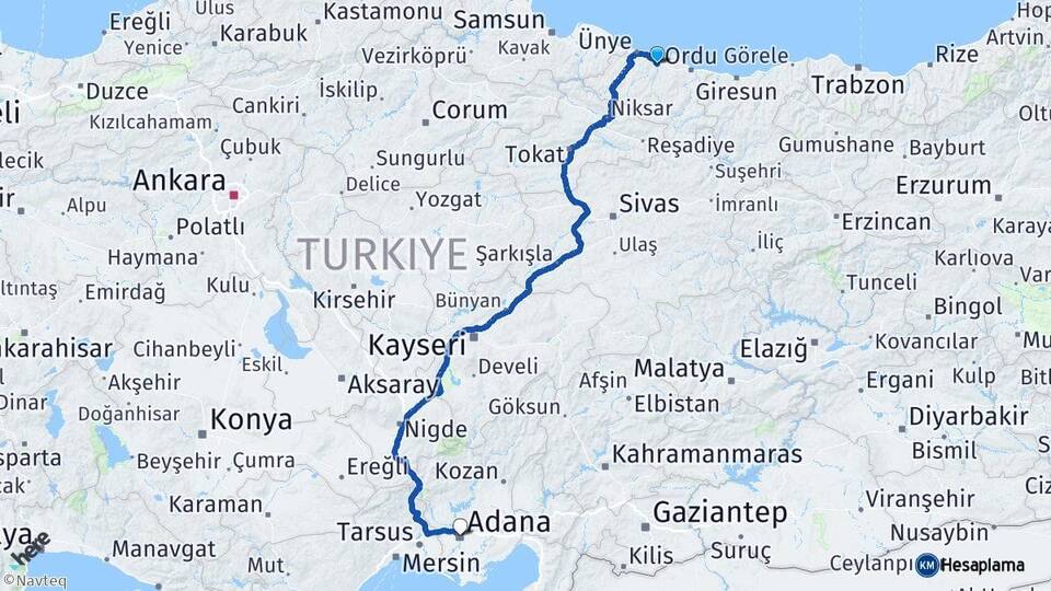 Ordu Fatsa Adana Arası Kaç Km - Yol Haritası