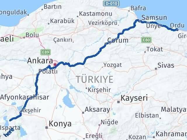 Ordu Gelendost Arası Kaç Km - Yol Tarifi