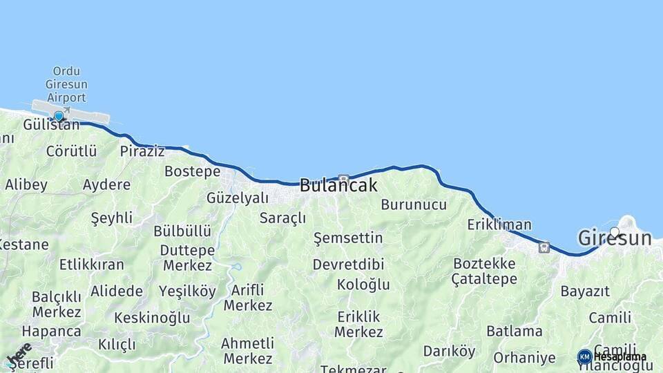 Ordu Giresun Havalimanı Giresun Arası Kaç Km - Yol Tarifi