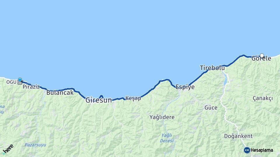 Ordu Giresun Havalimanı Görele Arası Kaç Km - Yol Tarifi