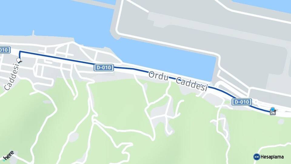 Ordu Giresun Havalimanı Gülyalı Ordu Arası Kaç Km - Yol Haritası