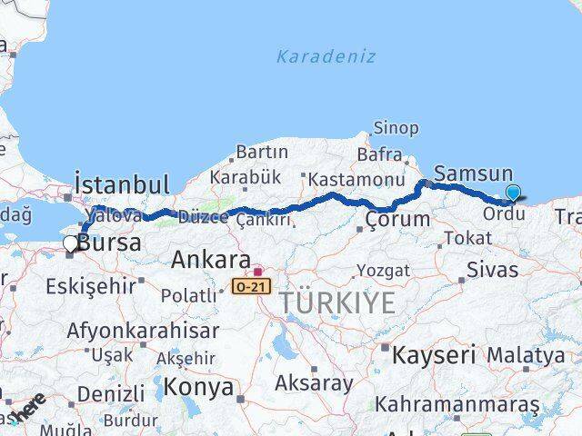 Gülyalı Bursa Arası Kaç Km - Yol Tarifi