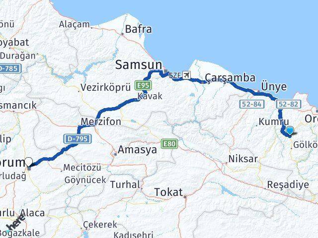 Gürgentepe Çorum Arası Kaç Km - Yol Tarifi