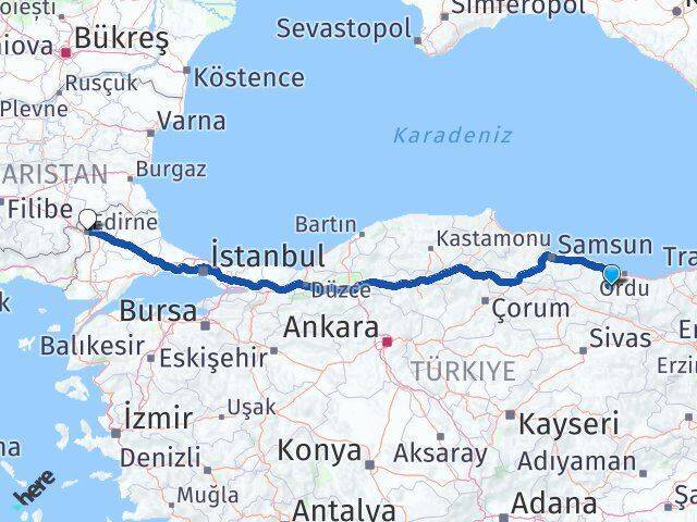 Gürgentepe Edirne Arası Kaç Km - Yol Tarifi