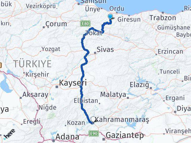 Gürgentepe Kahramanmaraş Arası Kaç Km - Yol Tarifi