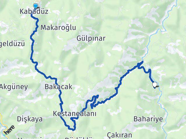 Ordu Kabadüz Gerce Altınordu Arası Kaç Km - Yol Haritası