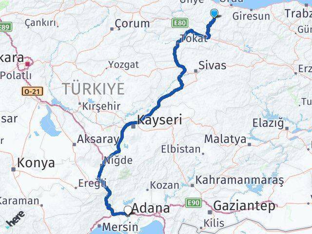 Kabataş Adana Arası Kaç Km - Yol Tarifi
