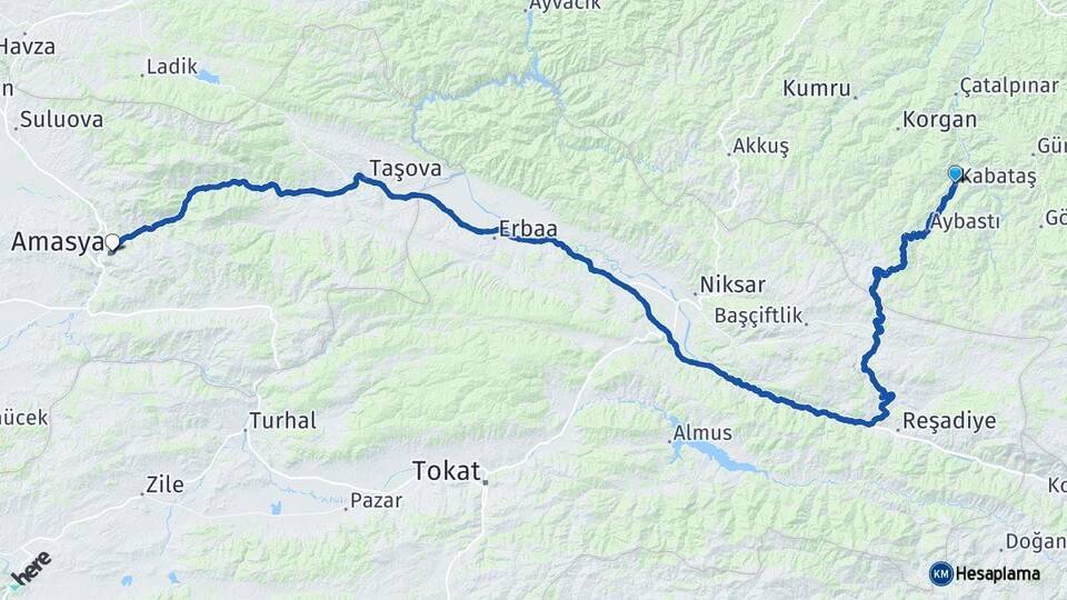 Kabataş Amasya Arası Kaç Km - Yol Tarifi