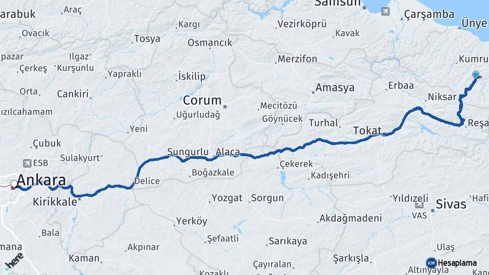 Kabataş Ankara Arası Kaç Km - Yol Tarifi