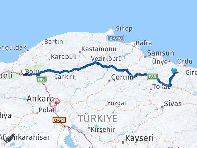 Kabataş Bolu Arası Kaç Km - Yol Tarifi