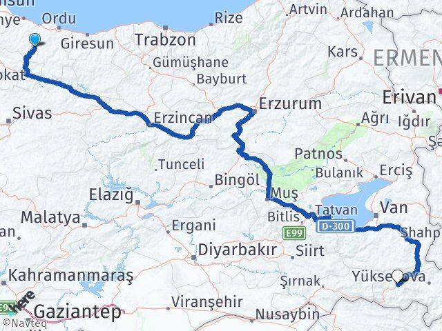 Kabataş Hakkari Arası Kaç Km - Yol Tarifi