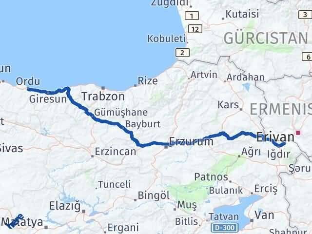 Ordu Karakoyunlu Iğdır Arası Kaç Km - Yol Haritası