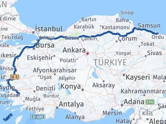 Ordu Karpuzlu Aydın Arası Kaç Km - Yol Haritası