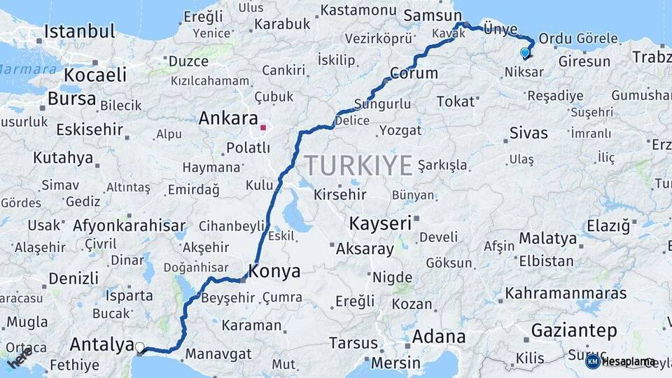 Korgan Antalya Arası Kaç Km - Yol Tarifi