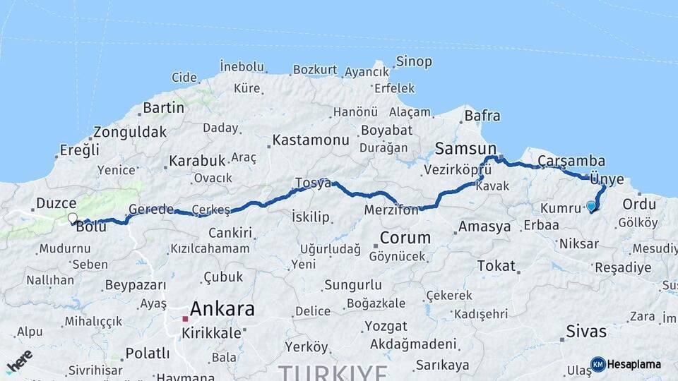 Korgan Bolu Arası Kaç Km - Yol Tarifi