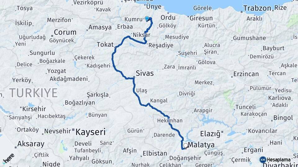 Korgan Malatya Arası Kaç Km - Yol Tarifi