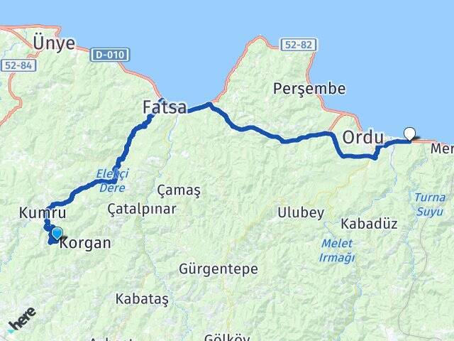 Avdullu Ordu Üniversitesi Arası Kaç Km - Yol Tarifi