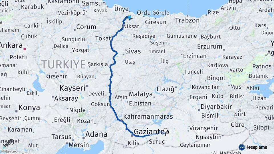 Ordu Kumru Şanlıurfa Arası Kaç Km - Yol Haritası