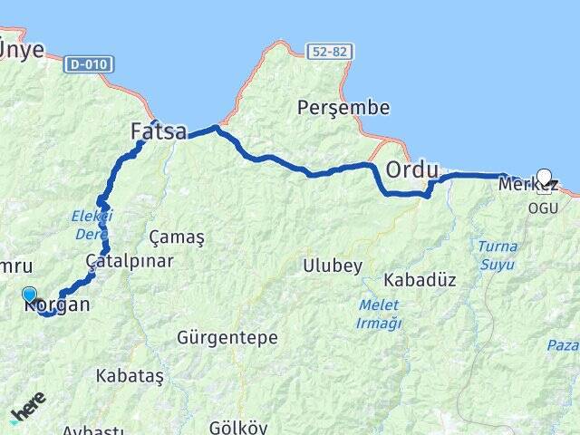 Yukarıdamlalı Ordu Giresun Havalimanı Arası Kaç Km - Yol Tarifi