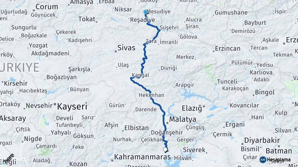 Mesudiye Adıyaman Arası Kaç Km - Yol Tarifi