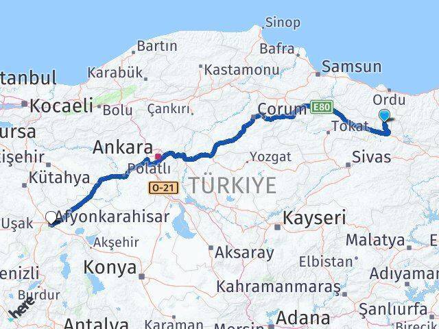 Mesudiye Afyonkarahisar Arası Kaç Km - Yol Tarifi