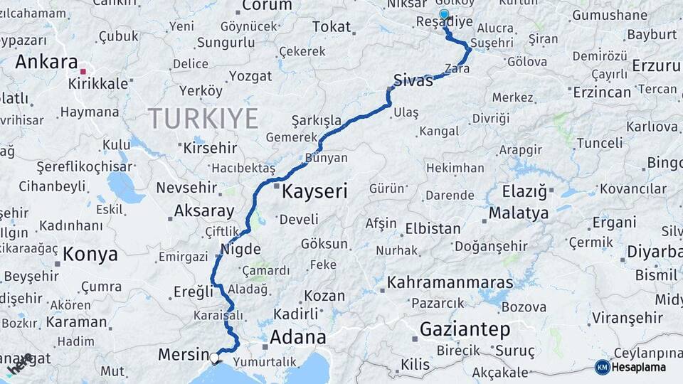 Mesudiye Mersin Arası Kaç Km - Yol Tarifi