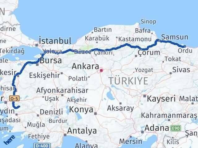 Ordu Ödemiş İzmir Arası Kaç Km - Yol Haritası