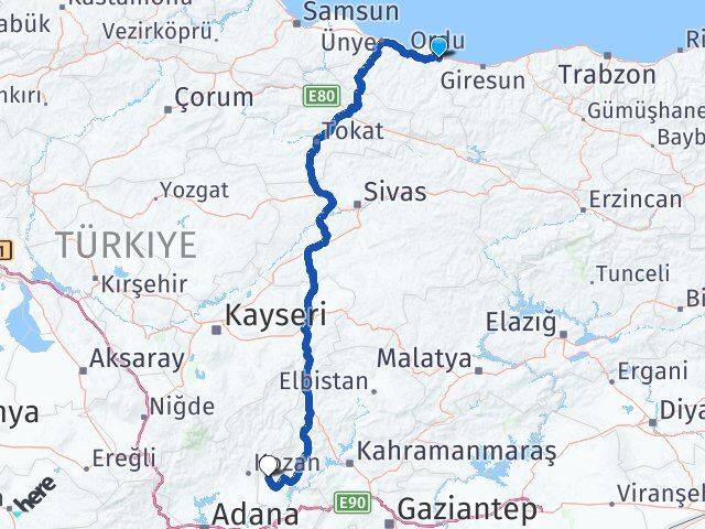 Ordu Sumbas Osmaniye Arası Kaç Km - Yol Haritası