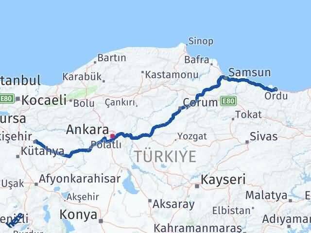 Ordu Tepebaşı Arası Kaç Km - Yol Tarifi