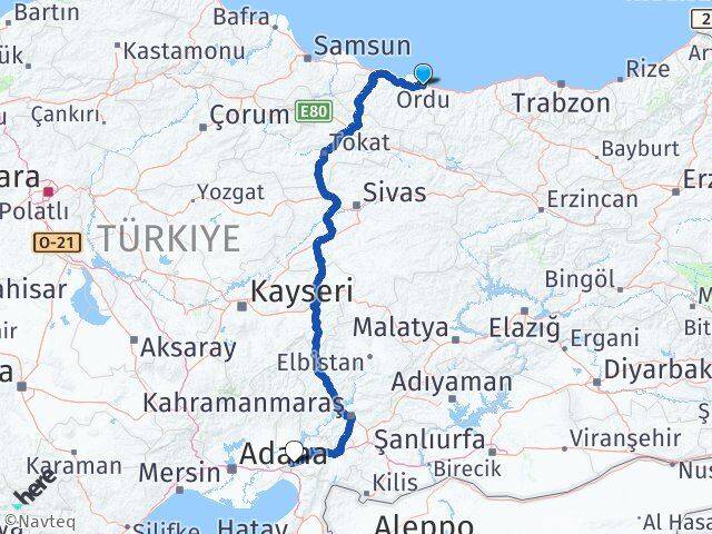 Ordu Toprakkale Osmaniye Arası Kaç Km - Yol Haritası