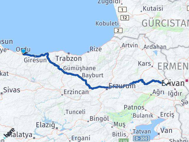 Ordu Tuzluca Iğdır Arası Kaç Km - Yol Haritası