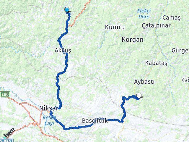Pelitliyatak Aybastı Arası Kaç Km - Yol Tarifi