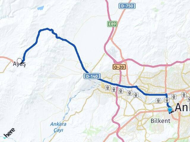 Orta Doğu Teknik Üniversitesi (ODTÜ) Ayaş Arası Kaç Km - Yol Tarifi