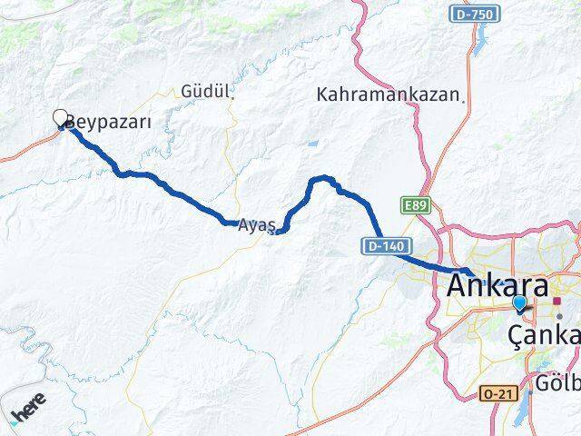 Orta Doğu Teknik Üniversitesi (ODTÜ) Beypazarı Arası Kaç Km - Yol Tarifi