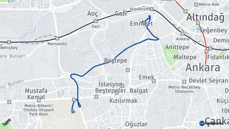 Orta Doğu Teknik Üniversitesi (ODTÜ) Gazi Üniversitesi Arası Kaç Km - Yol Tarifi