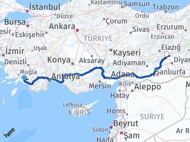 Ortaca Otogarı Ergani Arası Kaç Km - Yol Tarifi