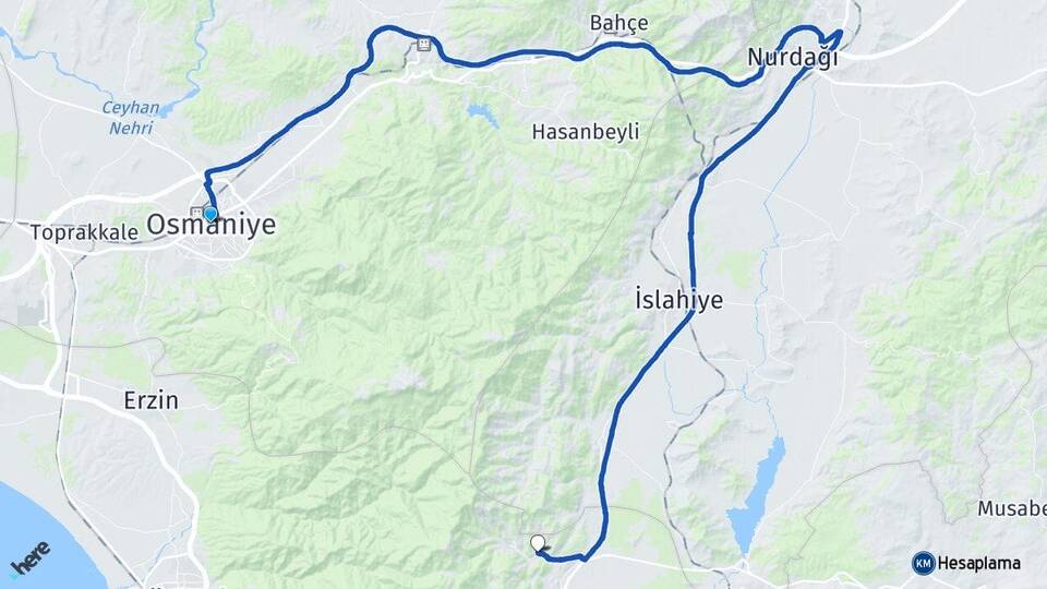 Osmaniye Akbez Hassa Hatay Arası Kaç Km - Yol Haritası