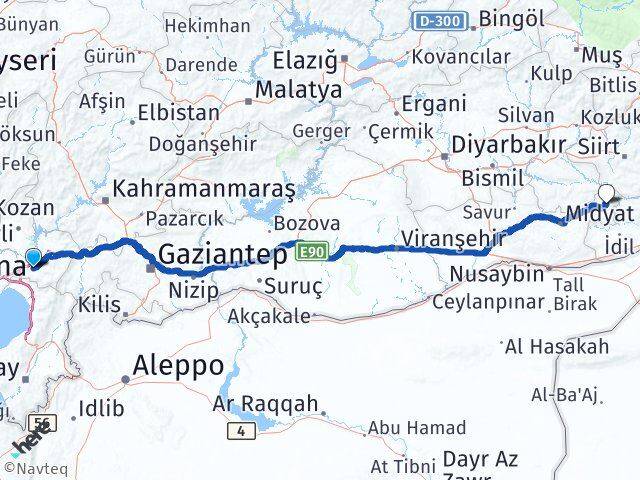 Osmaniye Akçaköy Dargeçit Mardin Arası Kaç Km - Yol Haritası