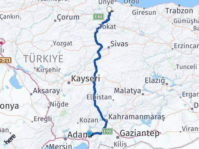 Osmaniye Akkuş Ordu Arası Kaç Km - Yol Haritası